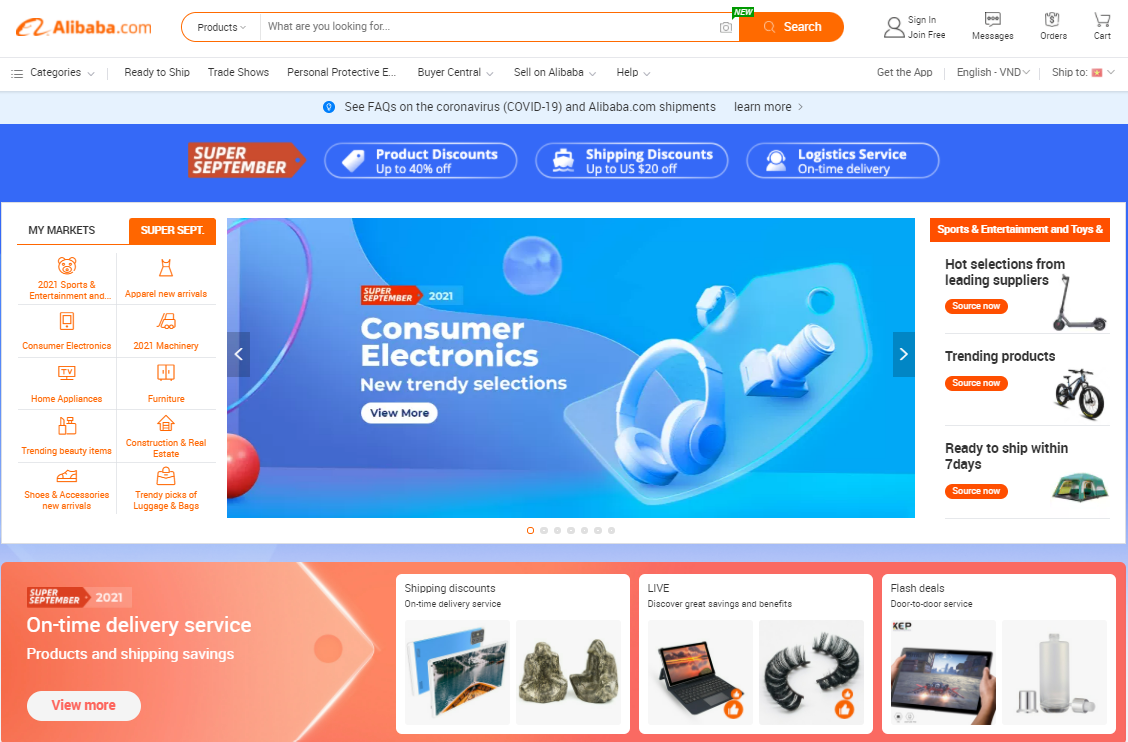 Trang web Alibaba