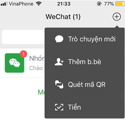 Các tính năng trên Wechat