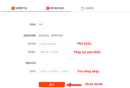 Nhập thông tin tài khoản và chờ hệ thống xác nhận đăng ký tài khoản thành công