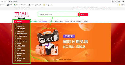 Có thể Tìm kiếm sản phẩm cần mua trên Tmall theo 02 cách