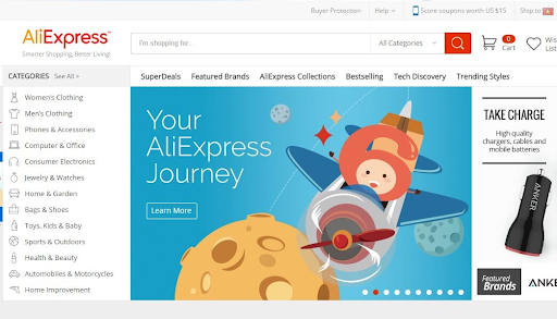 Giao diện trang web Aliexpress