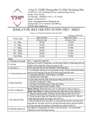 THPLog-Bảng giá chuyển hàng sang Nhật Bản 6 Bảng giá chuyển hàng sang Nhật Bản